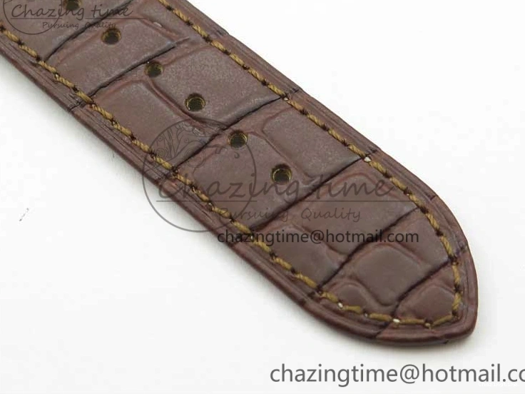 0110 Affordable De Ville Prestige Real PR SS ZF 1:1  Best Edition White Dial YG Markers Brown Leather Strap MIYOTA 7899